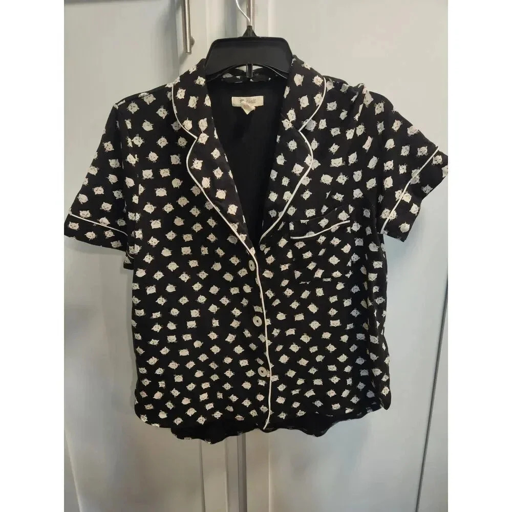 NWOT Madewell Knit Bedtime Pajama Top in Cat Person